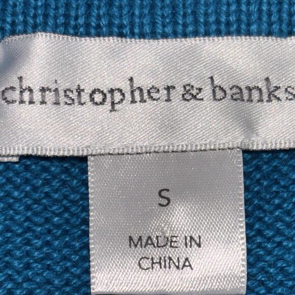 NEW Christopher & Banks Womens Sweater Vest Small Turquoise Winter Snowflakes 3D - Picture 7 of 9